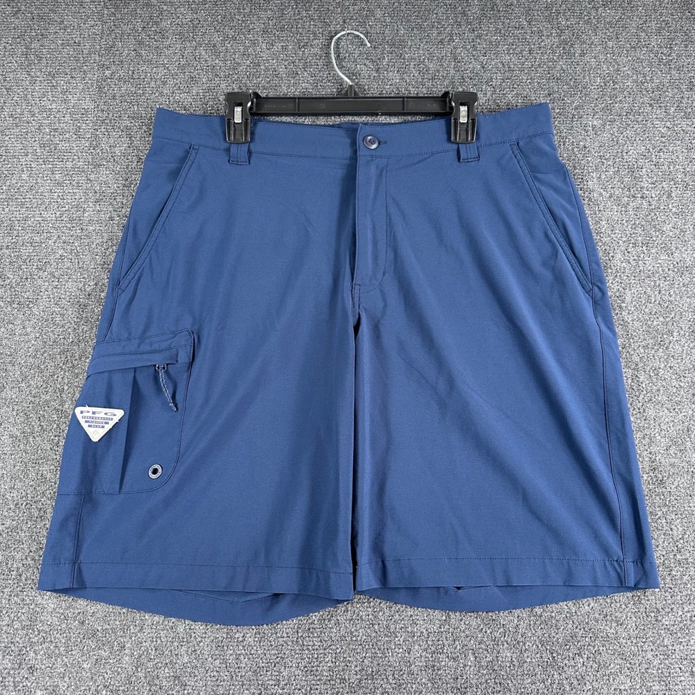 Columbia PFG Shorts Mens 36W 36 Blue Performance Fishing Gear Cargo Outdoor